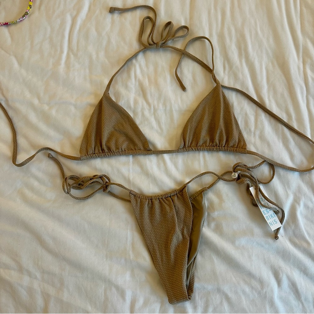 NWT Frankie's Bikinis Brown Triangle Bikini Top